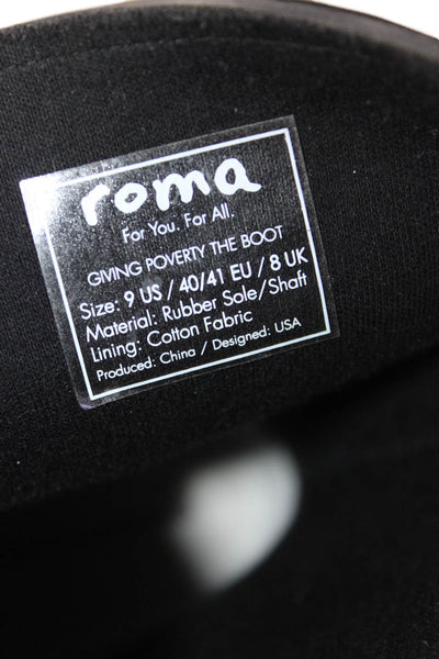 Roma Womens Crocodile Print Pull On Rain Boots Black Size 9