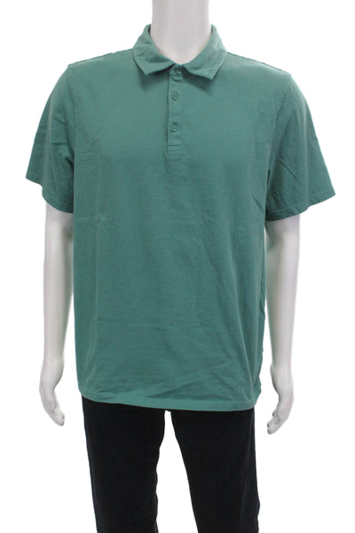 Vince Mens Green Cotton Collared Short Sleeve Polo Size L
