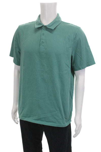Vince Mens Green Cotton Collared Short Sleeve Polo Size L
