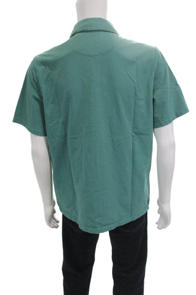 Vince Mens Green Cotton Collared Short Sleeve Polo Size L