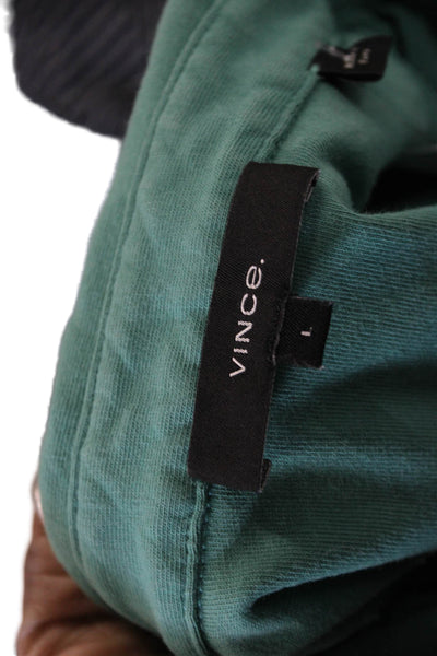 Vince Mens Green Cotton Collared Short Sleeve Polo Size L