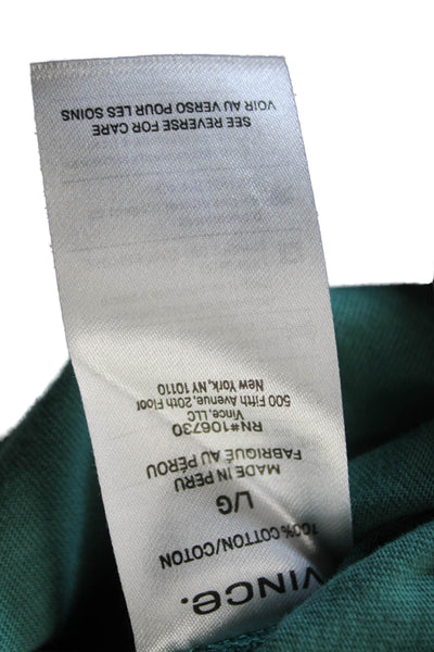 Vince Mens Green Cotton Collared Short Sleeve Polo Size L