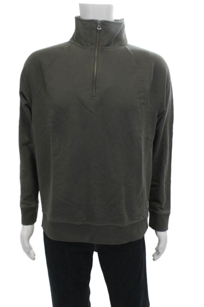 Vince Mens Pullover Sweatshirt Dark Gray Mock Neck Long Sleeve Cotton Size L