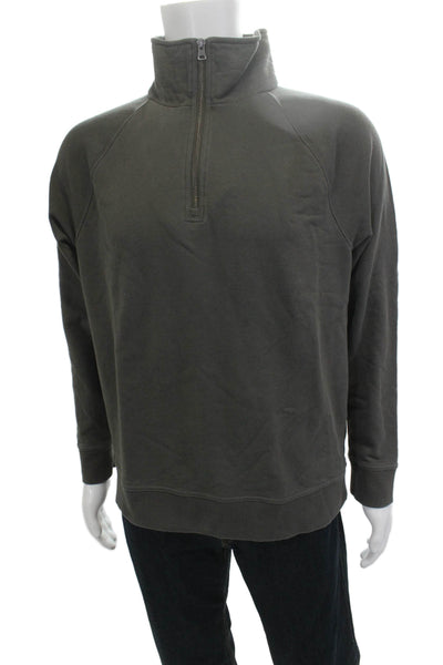 Vince Mens Pullover Sweatshirt Dark Gray Mock Neck Long Sleeve Cotton Size L