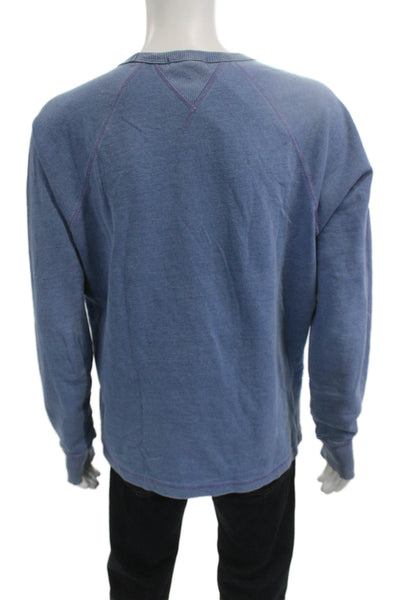 Alex Mill Mens Pullover Sweatshirt Blue Cotton Crew Neck Long Sleeve Size L