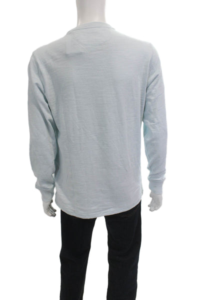 Faherty Men Long Sleeve Crew Neck Organic Cotton T Shirt Light Blue Size L