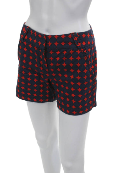 J Crew Unisex Chino Shorts Dark Blue 100% Cotton Geometric Size 0