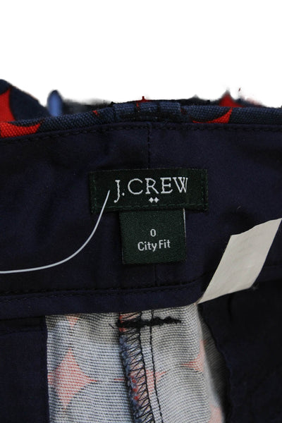 J Crew Unisex Chino Shorts Dark Blue 100% Cotton Geometric Size 0