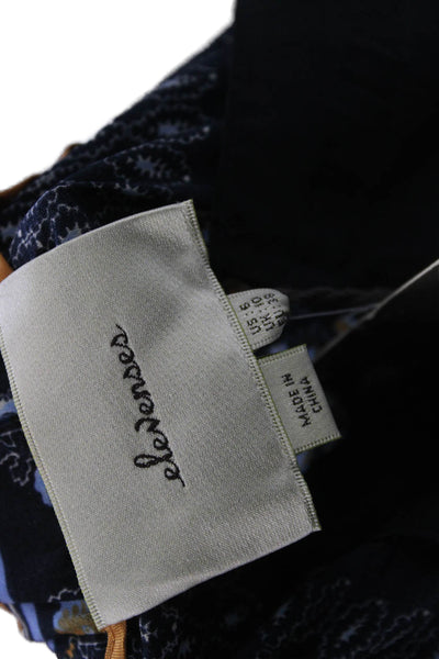 Elevenses Anthropologie Women Cropped Ankle Geometric Dark Blue Pants Size 6