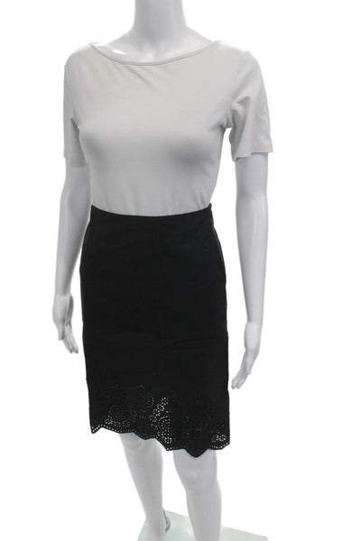 Banana Republic Women Straight Pencil Skirt Black Cotton Knee Length Size 0