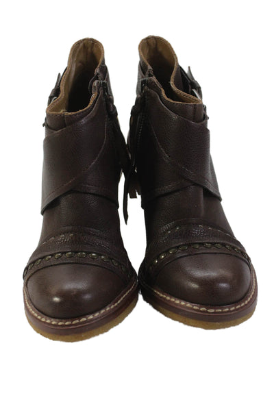 Schuler And Sons Philadelphia Womens Leather Zip Up Ankle Boots Brown Size 7 B