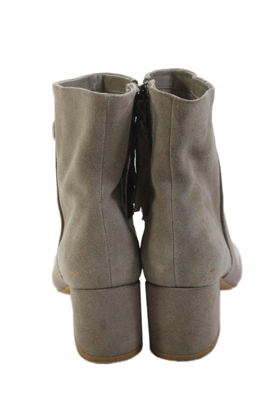 TOMS Womens Suede Floral Print Ankle Boots Beige White Size 7