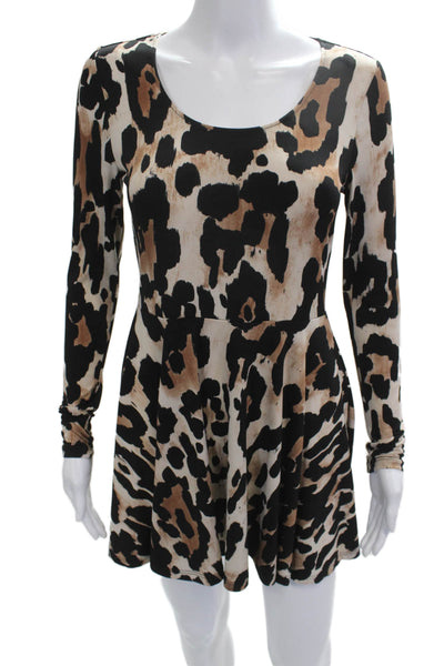 Show Me Your Mumu Womens Fit & Flare Mini Animal Print Beige Dress Size XS
