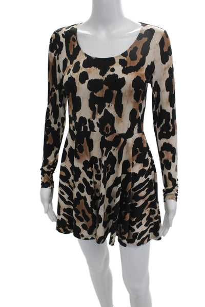 Show Me Your Mumu Womens Fit & Flare Mini Animal Print Beige Dress Size XS