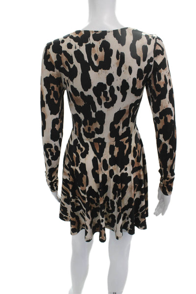 Show Me Your Mumu Womens Fit & Flare Mini Animal Print Beige Dress Size XS
