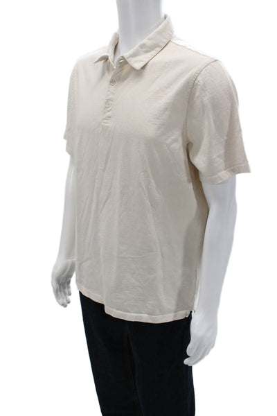 Vince Mens Beige Collared Short Sleeve Polo 100% Cotton Size L