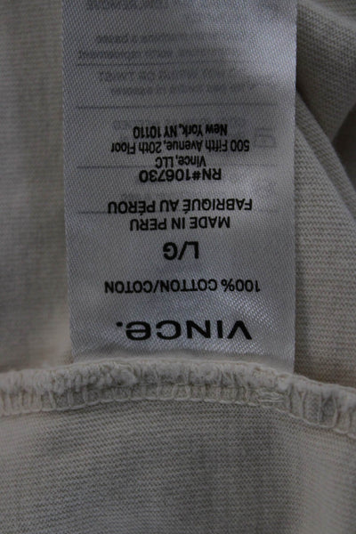 Vince Mens Beige Collared Short Sleeve Polo 100% Cotton Size L