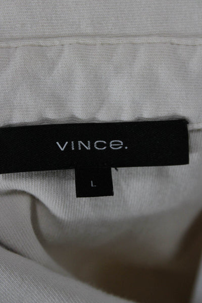 Vince Mens Beige Collared Short Sleeve Polo 100% Cotton Size L