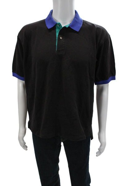 J. Mclaughlin Mens Polo Short Sleeve Black Cotton Pima Collared 90s Size L
