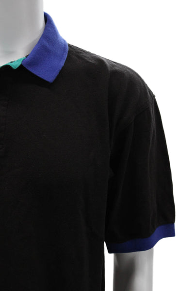 J. Mclaughlin Mens Polo Short Sleeve Black Cotton Pima Collared 90s Size L