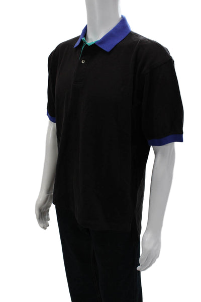 J. Mclaughlin Mens Polo Short Sleeve Black Cotton Pima Collared 90s Size L
