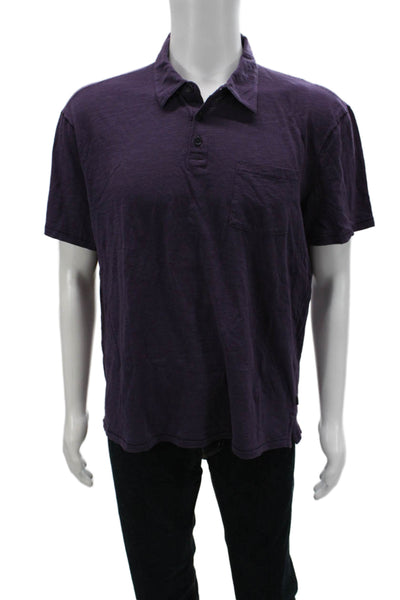 John Varvatos Star USA Mens Purple Collared Cotton Polo Short Sleeve Size XL