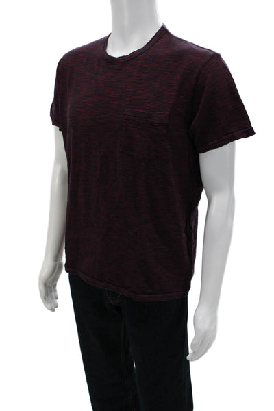 Alex Mill Mens Dark Gray Striped Cotton Crew Neck T-Shirt Size L