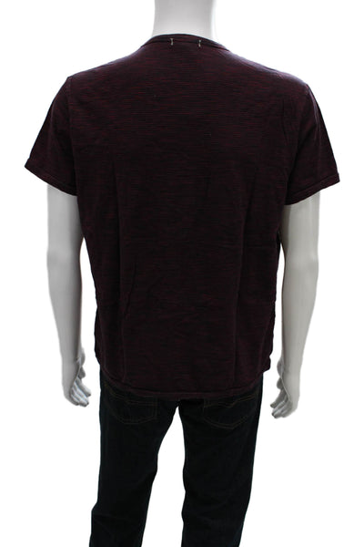 Alex Mill Mens Dark Gray Striped Cotton Crew Neck T-Shirt Size L