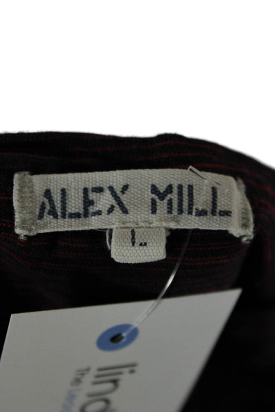 Alex Mill Mens Dark Gray Striped Cotton Crew Neck T-Shirt Size L