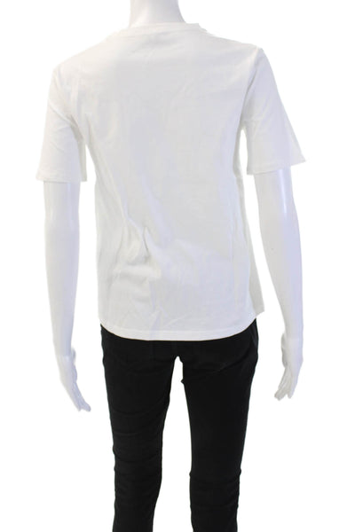 Kule Women Basic White Organic Cotton Graphic Crew T-Shirt Size XS