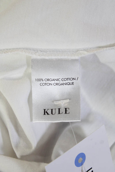 Kule Women Basic White Organic Cotton Graphic Crew T-Shirt Size XS