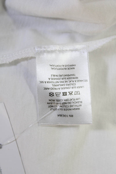 Kule Women Basic White Organic Cotton Graphic Crew T-Shirt Size XS