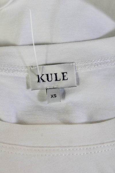 Kule Women Basic White Organic Cotton Graphic Crew T-Shirt Size XS