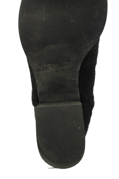 Jeffrey Campbell Womens Suede Open Knit Ankle Boots Black Size 7