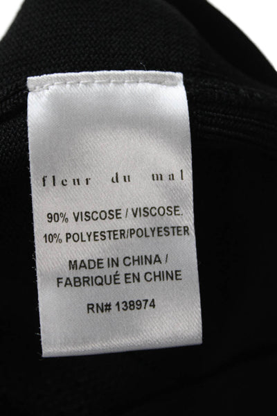 Fleur du Mal Womens Cropped Tank Black Cotton Square Neck Sleeveless Size XS