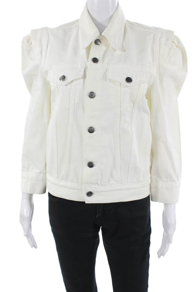Frame Womens Jacket White Collared Button Long Sleeve 80s Cotton Blend Size XS