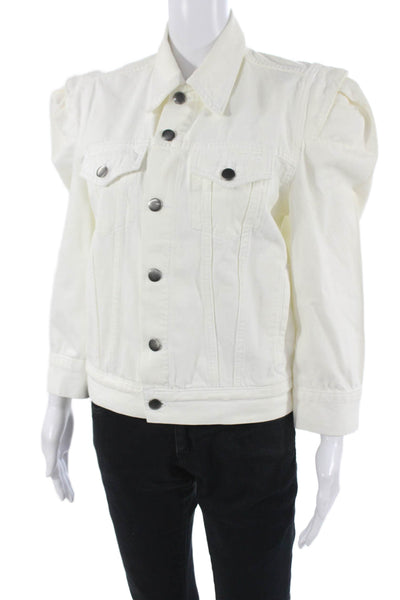 Frame Womens Jacket White Collared Button Long Sleeve 80s Cotton Blend Size XS
