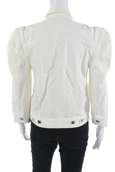 Frame Womens Jacket White Collared Button Long Sleeve 80s Cotton Blend Size XS