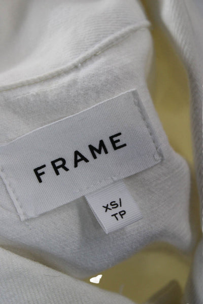 Frame Womens Jacket White Collared Button Long Sleeve 80s Cotton Blend Size XS