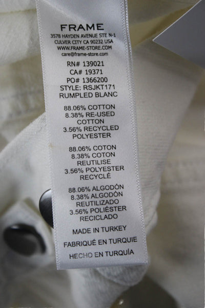 Frame Womens Jacket White Collared Button Long Sleeve 80s Cotton Blend Size XS