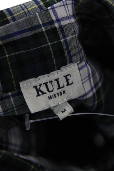 Kule Mens Button-Down Plaid Collared Long Sleeve Cotton Shirt Dark Blue Size M
