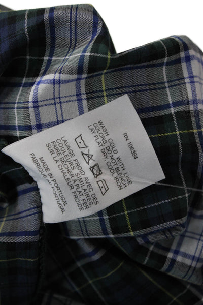 Kule Mens Button-Down Plaid Collared Long Sleeve Cotton Shirt Dark Blue Size M