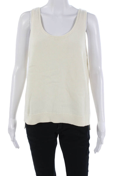 Kule Women White Cotton Basic Tank Sleeveless Round Neck Solid Size XL