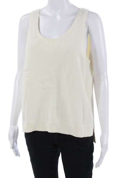 Kule Women White Cotton Basic Tank Sleeveless Round Neck Solid Size XL