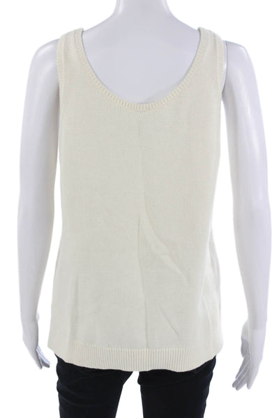 Kule Women White Cotton Basic Tank Sleeveless Round Neck Solid Size XL
