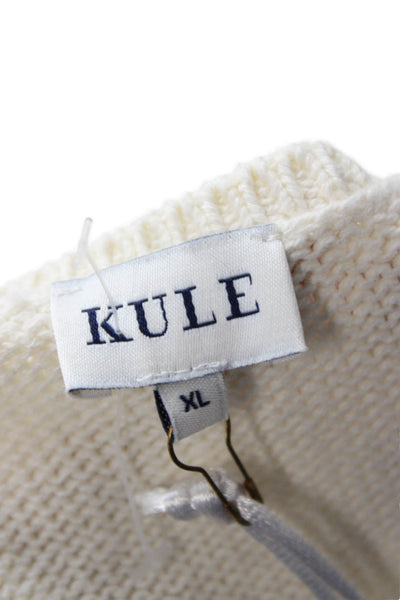 Kule Women White Cotton Basic Tank Sleeveless Round Neck Solid Size XL