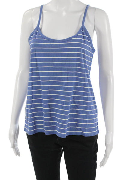 Kule Womens Basic Striped Cotton Camisole Blue Round Neck Sleeveless Size L