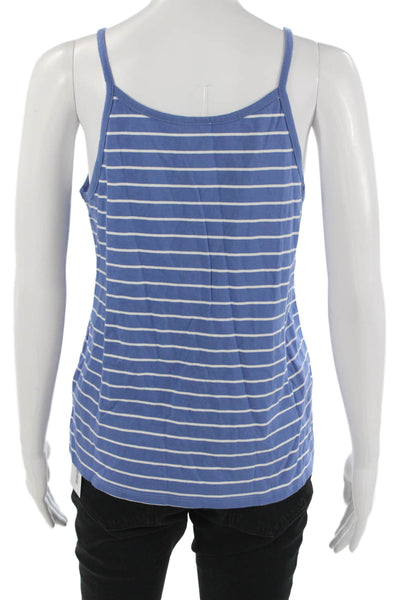 Kule Womens Basic Striped Cotton Camisole Blue Round Neck Sleeveless Size L