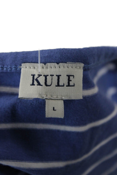 Kule Womens Basic Striped Cotton Camisole Blue Round Neck Sleeveless Size L
