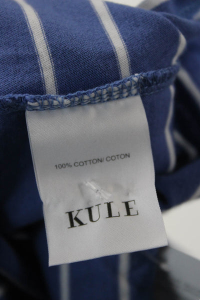 Kule Womens Basic Striped Cotton Camisole Blue Round Neck Sleeveless Size L